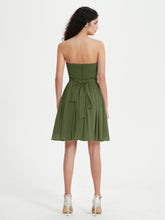Strapless Chiffon Short Dresses with Bow Olive Green