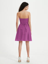 Strapless Chiffon Short Dresses with Bow Orchid