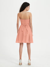 Strapless Chiffon Short Dresses with Bow Papaya