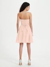 Strapless Chiffon Short Dresses with Bow Pearl Pink