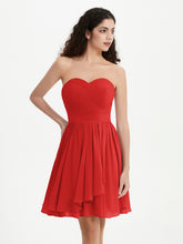 Strapless Chiffon Short Dresses with Bow Red
