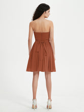 Strapless Chiffon Short Dresses with Bow Rust