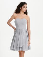 Strapless Chiffon Short Dresses with Bow Silver