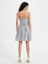 Strapless Chiffon Short Dresses with Bow Silver