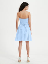 Strapless Chiffon Short Dresses with Bow Sky Blue