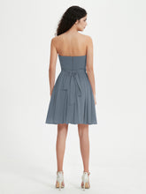 Strapless Chiffon Short Dresses with Bow Slate Blue