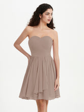 Strapless Chiffon Short Dresses with Bow Taupe
