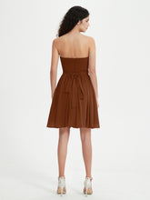 Strapless Chiffon Short Dresses with Bow Terracotta