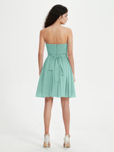 Strapless Chiffon Short Dresses with Bow Turquoise