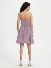 Strapless Chiffon Short Dresses with Bow Vintage Mauve
