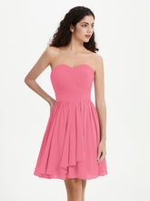Strapless Chiffon Short Dresses with Bow Watermelon