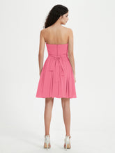 Strapless Chiffon Short Dresses with Bow Watermelon