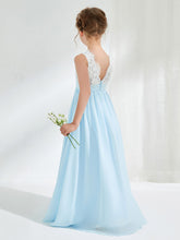 Elegant Lace Top Junior Bridesmaid Dresses Sky Blue