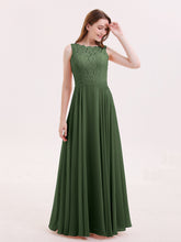 FuLL Length Lace and Chiffon Dresses Olive Green