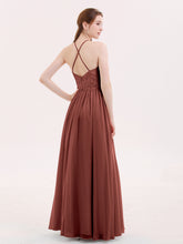 Chiffon and Lace Hlater Long Gowns Terracotta