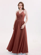 Spaghetti Strap Open Back Chiffon Dresses Terracotta