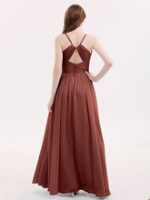 Spaghetti Strap Open Back Chiffon Dresses Terracotta