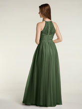 Lace Top and Tulle Skirt Full Length Dress Olive Green