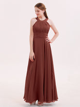 Chiffon Pleated Top Long Dresses with Open Back Terracotta
