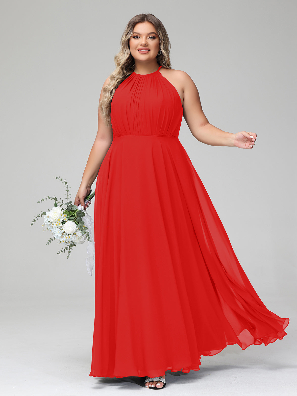 Plus size halter long hot sale dresses