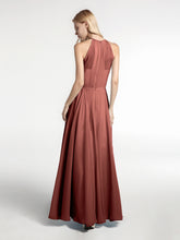 Halter Chiffon Maxi Dress with Circle Skirt Terracotta