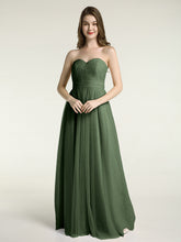Sweetheart Neck Strapless Tulle Dress with Bow Olive Green