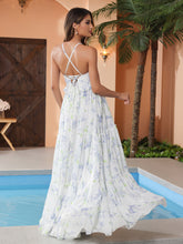 Lavender Floral Deep Sweetheart Neck Empire Boho Dresses