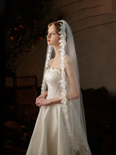 Stunning Mid-Length Bridal Tulle Veil with Lace Applique