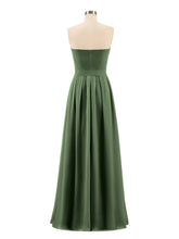 Straplesses Chiffon Maxi Dresses with Bow Olive Green