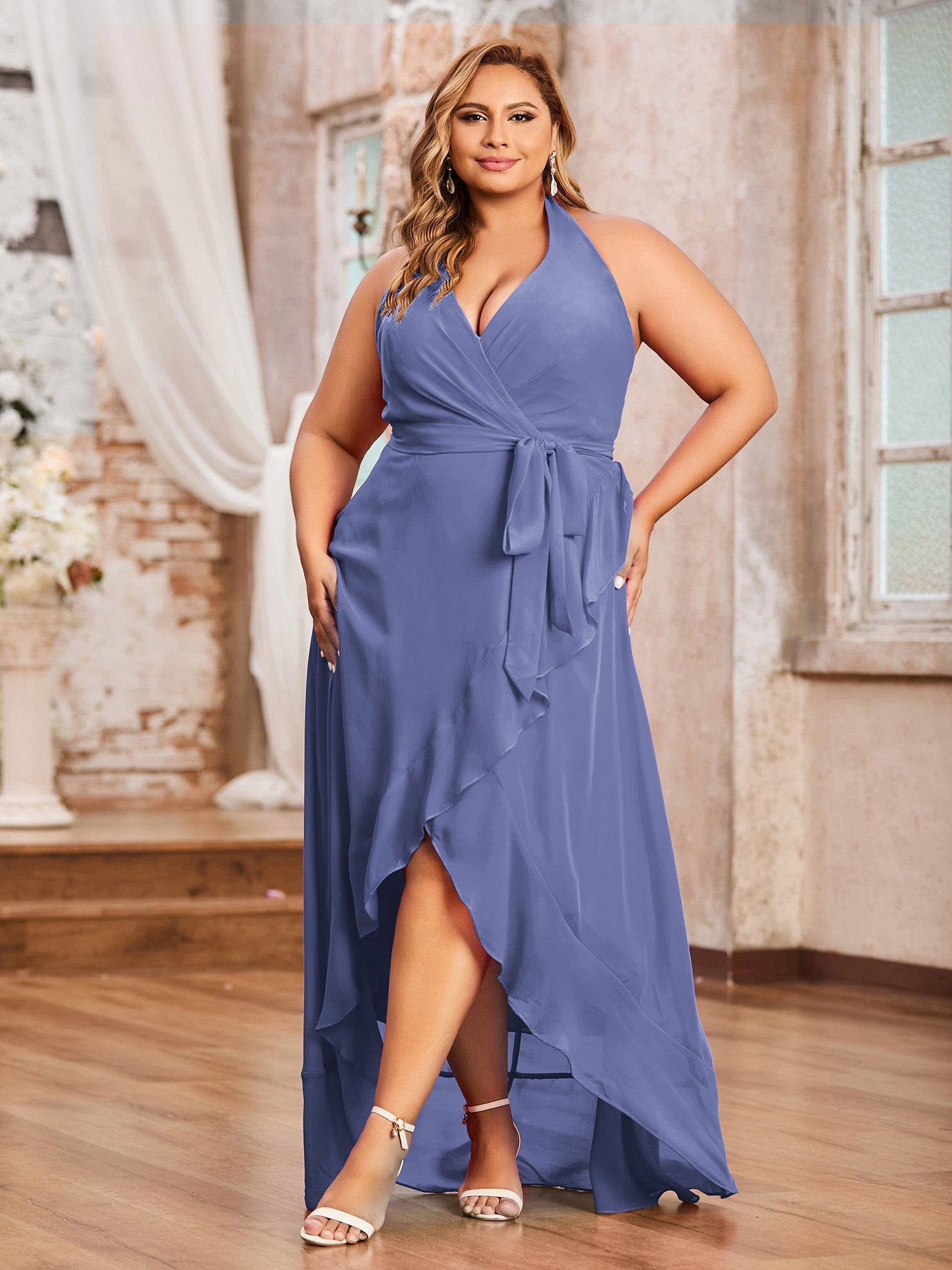 Short Front Long Back Chiffon Dresses Dusty Rose