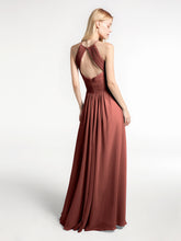 Keyhole Halter Neck Chiffon Dress with Pockets Terracotta