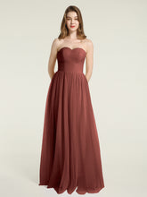Strapless Long Tulle Bridesmaid Dress with Sweetheart Terracotta