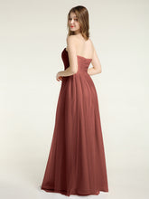 Strapless Long Tulle Bridesmaid Dress with Sweetheart Terracotta