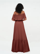Tiered Skirt Chiffon Max Dresses with Pockets Terracotta