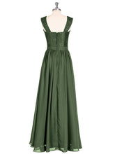 Long Dress with Lace Bodice and Straps Olive Green