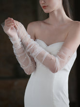 Pearl-Embellished Long Bridal Gloves