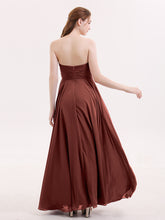 Strapless Simple Chiffom Maxi Bridesmaid Dresses Terracotta