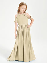 Dreamy Off the Shoulder Bridesmaid Gown for Junior Champagne