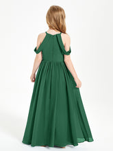 Dreamy Off the Shoulder Bridesmaid Gown for Junior Dark Green