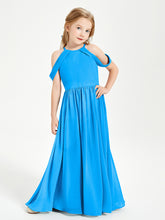 Dreamy Off the Shoulder Bridesmaid Gown for Junior Ocean Blue
