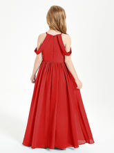 Dreamy Off the Shoulder Bridesmaid Gown for Junior Red
