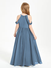 Dreamy Off the Shoulder Bridesmaid Gown for Junior Slate Blue