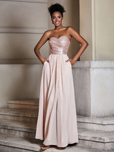 Strapless Sweethart Seuqins and Chiffon Dress Pearl Pink