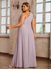 One Shoulder Long Chiffon Dresses with Slit Dusk