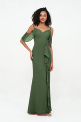 Sheath Spaghetti Straps Sweetheart Neck Dresses Olive Green
