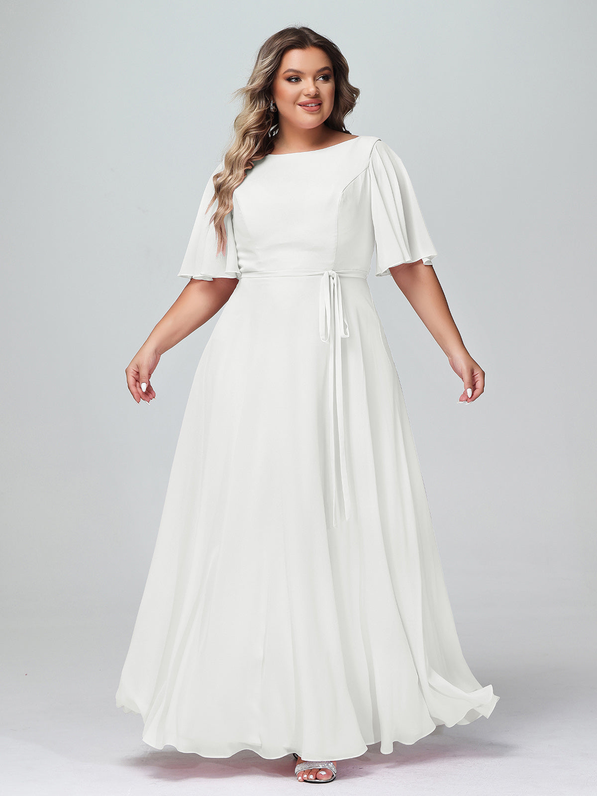 Plus size ivory dresses best sale with sleeves