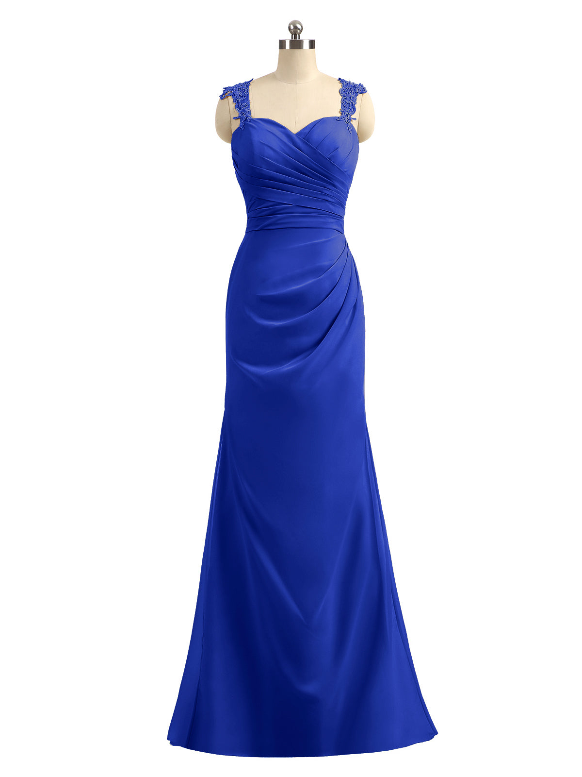 BABARONI Chiffon Royal Blue Bridesmaid Dresses Sheath/Column Sweetheart  Appliqued Floor-length – BABARONI UK