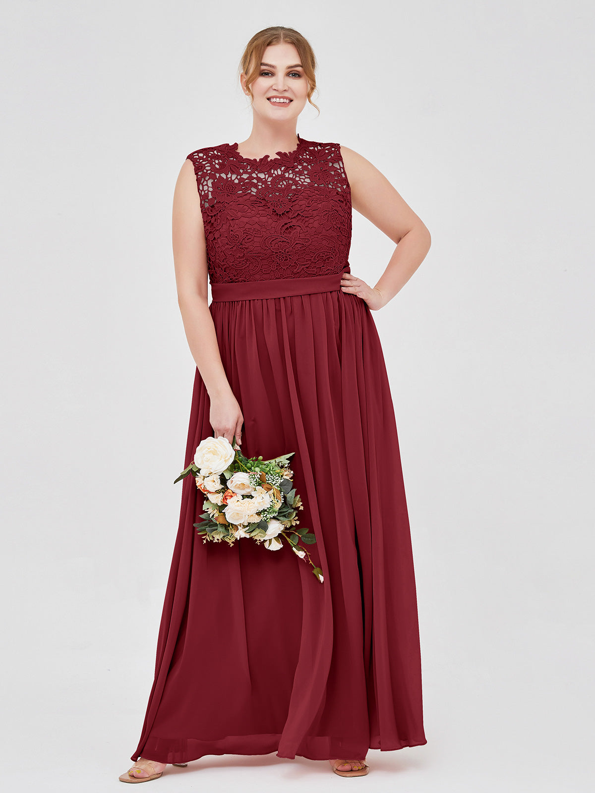 Long burgundy outlet chiffon dress