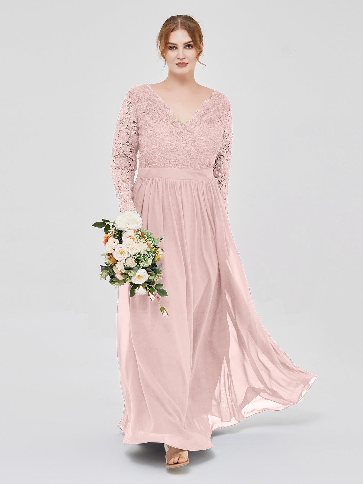 Long sleeve shop dusty rose dress