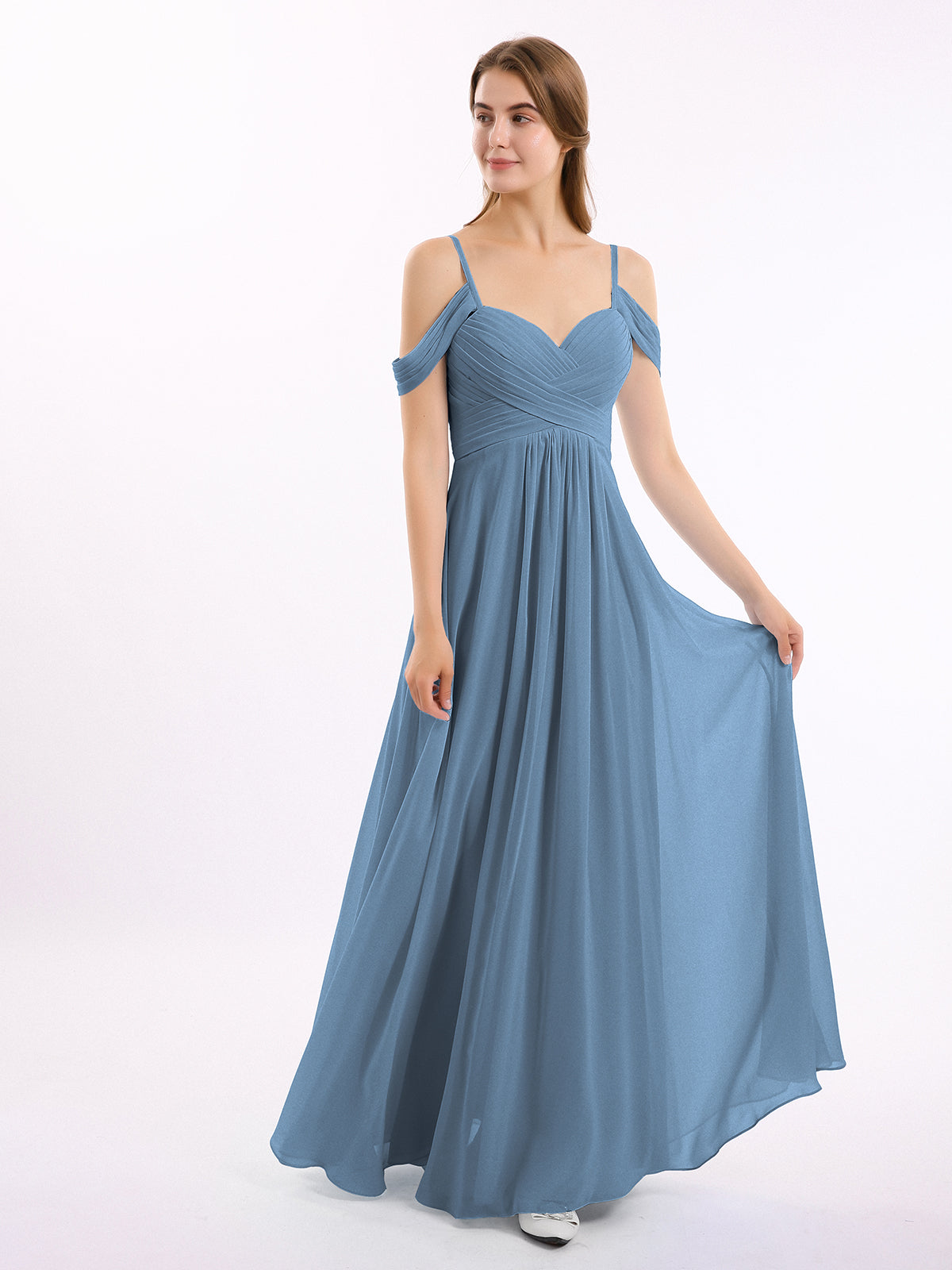 sachin and babi light blue dress Carla Off The Shoulder Maxi Dress – Gina Bacconi